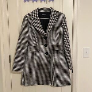 EUC Isabella suits women’s black white gingham plaid button front jacket coat 12